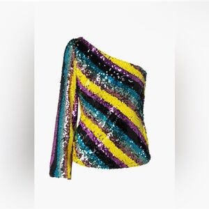 ADELYN RAE SOLANA ONE SHOULDER SEQUIN TOP, NWT!